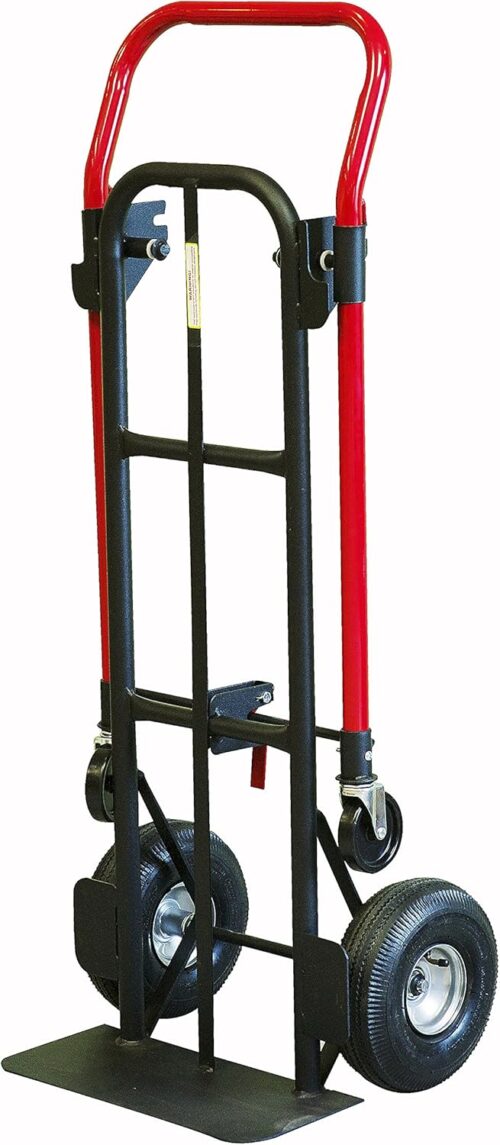 Milwaukee Hand Trucks 49480 Heavy-Duty Quick-Latch Convertible Hand Truck, Red/Blackv